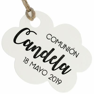 ÉTIQUETTES EN CARTON DE COMMUNION PERSONNALISÉES NUAGES